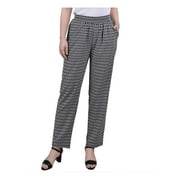 NY COLLECTION Womens Petites Printed Mid Rise Straight Leg Pants