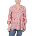 thumbnail image 1 of NY Collection Womens Petites Printed Pintuck Front Blouse, 1 of 2
