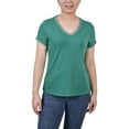 thumbnail image 1 of NY Collection Womens Petites Rhinestone Trim Solid Blouse, 1 of 1
