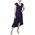 thumbnail image 1 of NY Collection Womens Petites Ruffled Hi-Low Midi Dress, 1 of 2