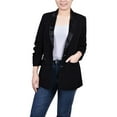 thumbnail image 1 of NY Collection Womens Petites Satin Lapel Ruched Two-Button Blazer, 1 of 2