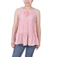 thumbnail image 1 of NY Collection Womens Petites Sleeveless Tiered Blouse, 1 of 4