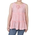 thumbnail image 1 of NY Collection Womens Tiered Sleeveless Blouse Top, Pink, Petite, PXL, 1 of 4