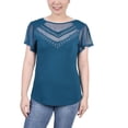 thumbnail image 1 of NY Collection Womens Petites   Studded Flutter Sleeve Blouse, 1 of 2