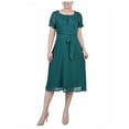 thumbnail image 1 of NY Collection Womens Petites Swiss Dot Knee-Length Midi Dress, 1 of 2