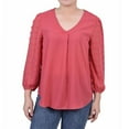 thumbnail image 1 of NY Collection Womens V Neck Chiffon Tunic Blouse, Pink, Petite, PM, 1 of 1