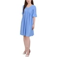 thumbnail image 1 of NY Collection Womens Petites Textured V-Neck Shift Dress, 1 of 2