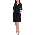 thumbnail image 1 of NY Collection Womens Textured Shift Dress, Black, Petite, P/PS, 1 of 3