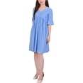 thumbnail image 1 of NY Collection Womens Textured Shift Dress, Blue, Petite, PM, 1 of 2