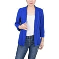 thumbnail image 1 of NY Collection Womens Petites Three Quarter Sleeve Office Wear One-Button Blazer, 1 of 1
