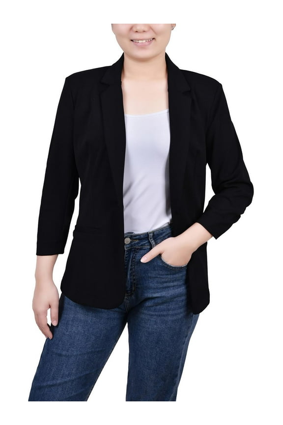 Womens Petites Three Quarter Sleeve Office Wear One-Button Blazer