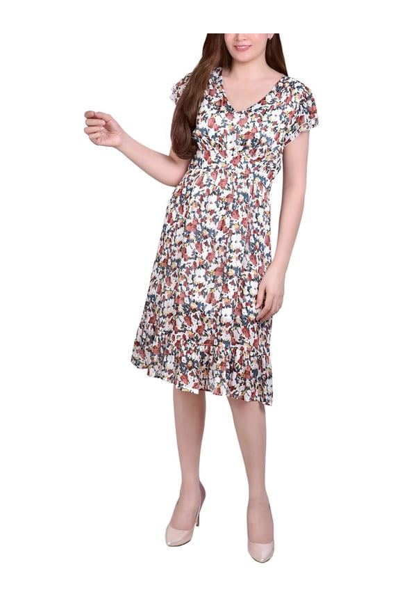 Womens Petites Wedding Knee-Length Shift Dress