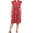 thumbnail image 1 of NY Collection Womens Floral Fit & Flare Dress, Red, Petite, PM, 1 of 2