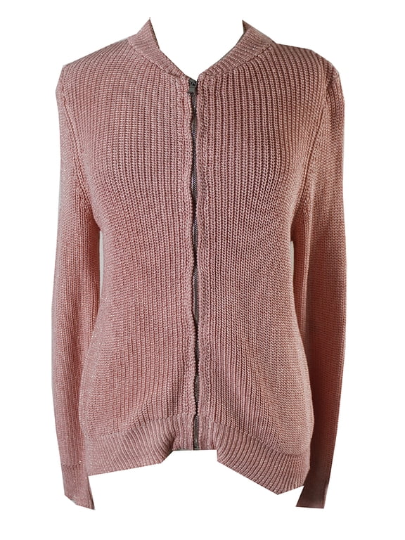 Womens Pink Metallic Sweater Jacket M