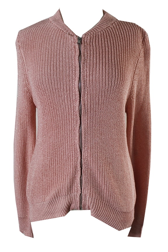 Womens Pink Metallic Sweater Jacket M