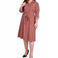 thumbnail image 1 of NY Collection Womens Collared Shirt Dress, Orange, Plus Size, 1X, 1 of 1