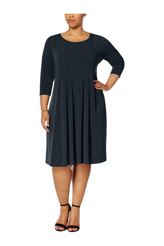 Womens Plus Calvin Pleated Knee-Length Wear to Work Dress