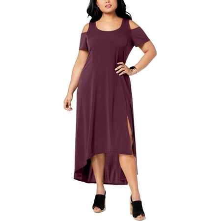 NY Collection Womens Plus Cold Shoulder Full Length Maxi Dress