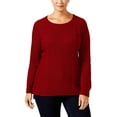 thumbnail image 1 of NY Collection Womens Plus Ribbed Trim Hi-Low Pullover Sweater, 1 of 3