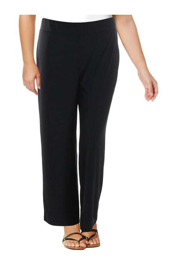 Womens Plus Solid Matte Jersey Wide Leg Pants