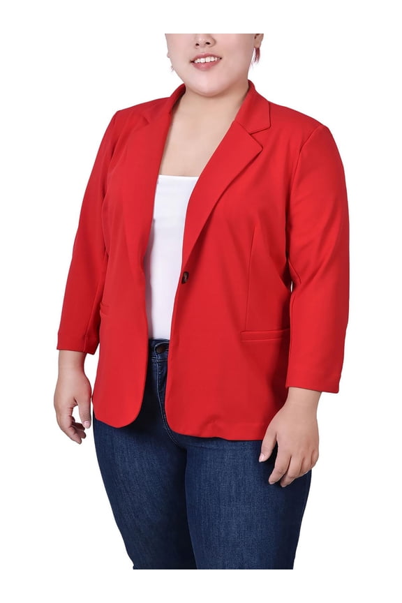 Womens Plus Work Wear Business One-Button Blazer