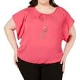thumbnail image 1 of NY Collection Womens Ruched Neck Pullover Blouse, Pink, Plus Size, 3X, 1 of 2