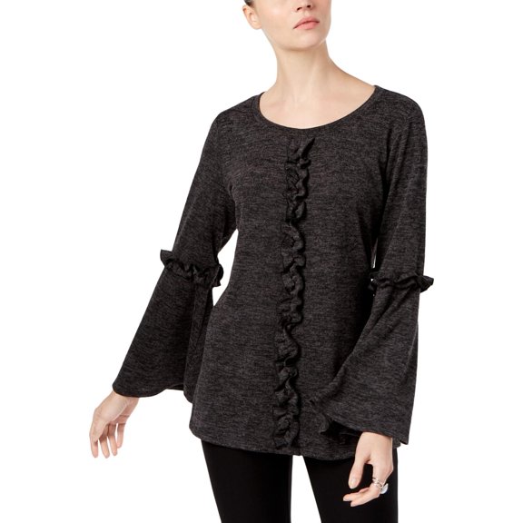 NY Collection Womens Ruffled Bell Sleeves Blouse