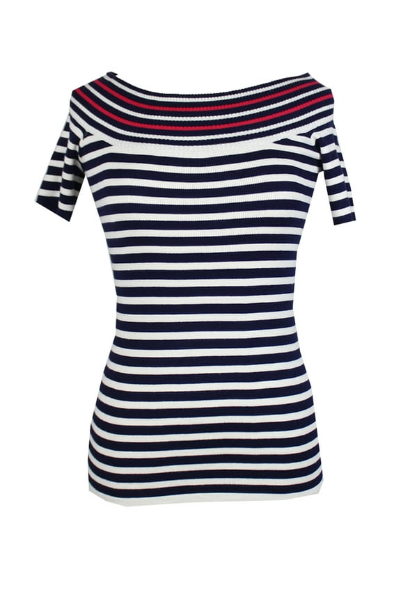 Womens White Black Off-The-Shoulder Sweater XL