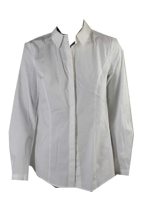 Womens White Long Sleeved Button Down Shirt XS