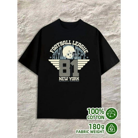 NY Football 81 men's 180G 100% Cotton black Vintage Unisex Shirt Short Sleeve tshirts Classic Unisex Shirt Graphic Tee tshirts Original Unisex Shirt Short Sleeve tshirts