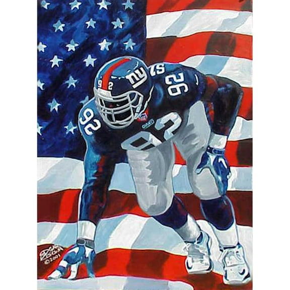 NY Giants Michael Strahan Deacon Jones Foundation "United We Sack" Fine Art Canvas Print 24" x 36" by Artist Edgar Brown