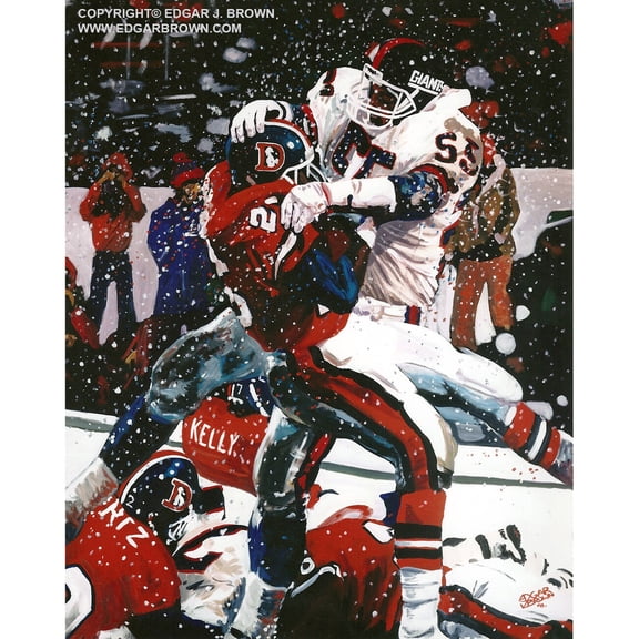 NY Giants Deacon Jones Foundation "Snowed-In" Fine Art Canvas Print 24" x 36" by Artist Edgar Brown