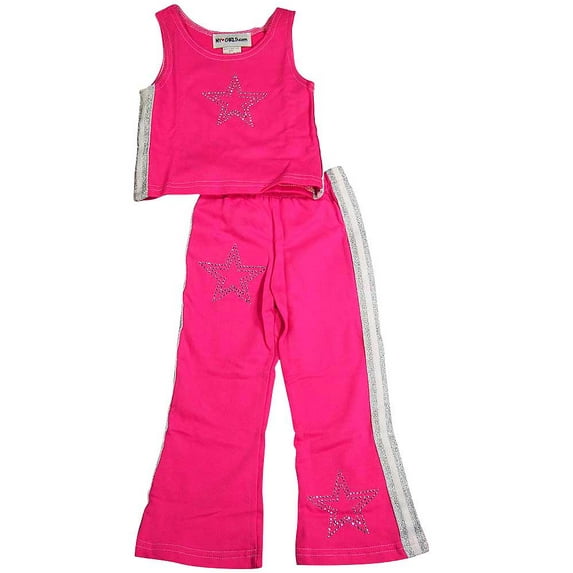 NY Girls.com - Little Girls 2 Piece Pant Set 6268-4 (fuchsia)