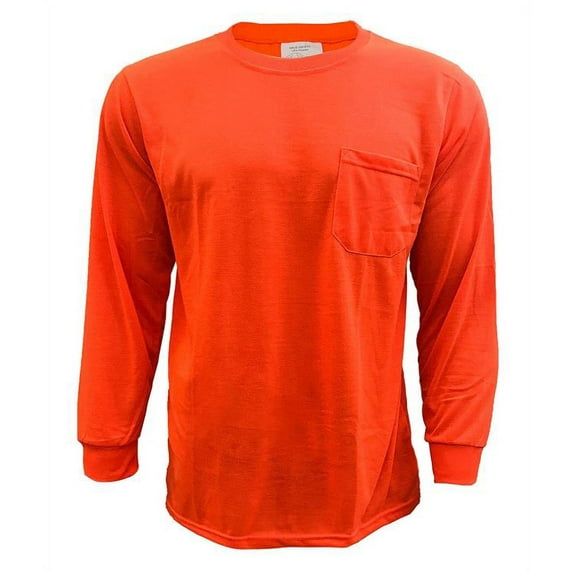 NY Hi-Viz Workwear Long Sleeve Safety Shirt, L2110 and L2111 - Neon Orange / 2X