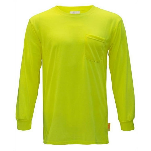 NY Hi-Viz Workwear Long Sleeve Safety Shirt, L2110 and L2111 - Neon Yellow / Extra Large