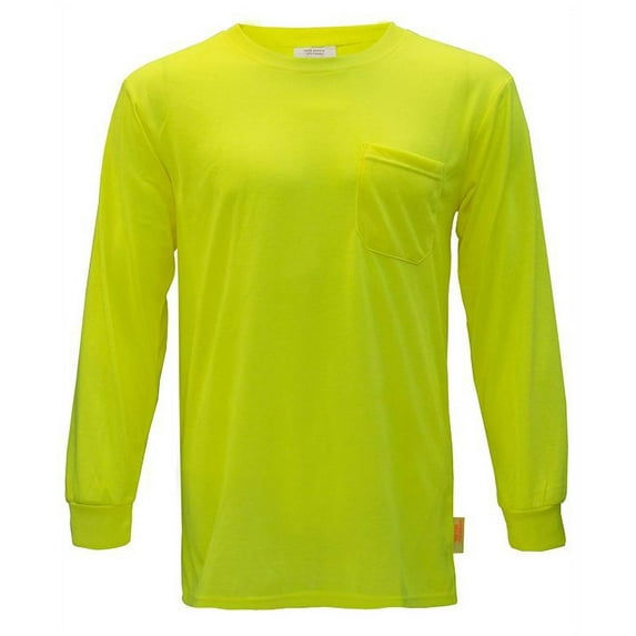 NY Hi-Viz Workwear Long Sleeve Safety Shirt, L2110 and L2111 - Neon Yellow / Small