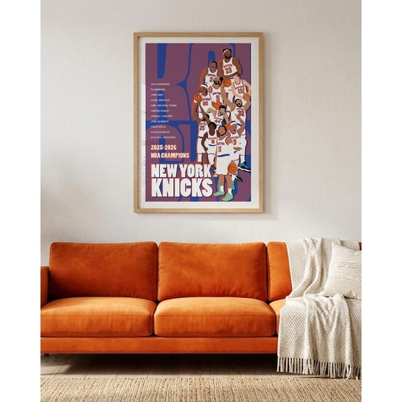 NY Knicks Modern Sports Art Print Basketball Fan Decor, Unframed Canvas