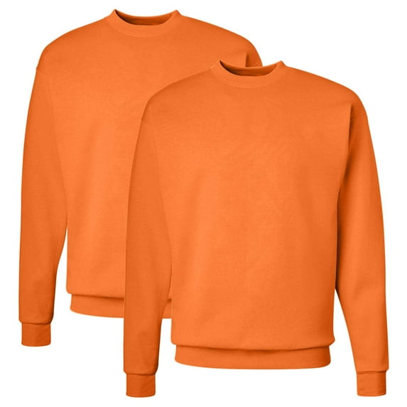 NY Lingerie 2 Pack Safety Orange Crew Neck Sweatshirt Fleece Lined Sweatshirt