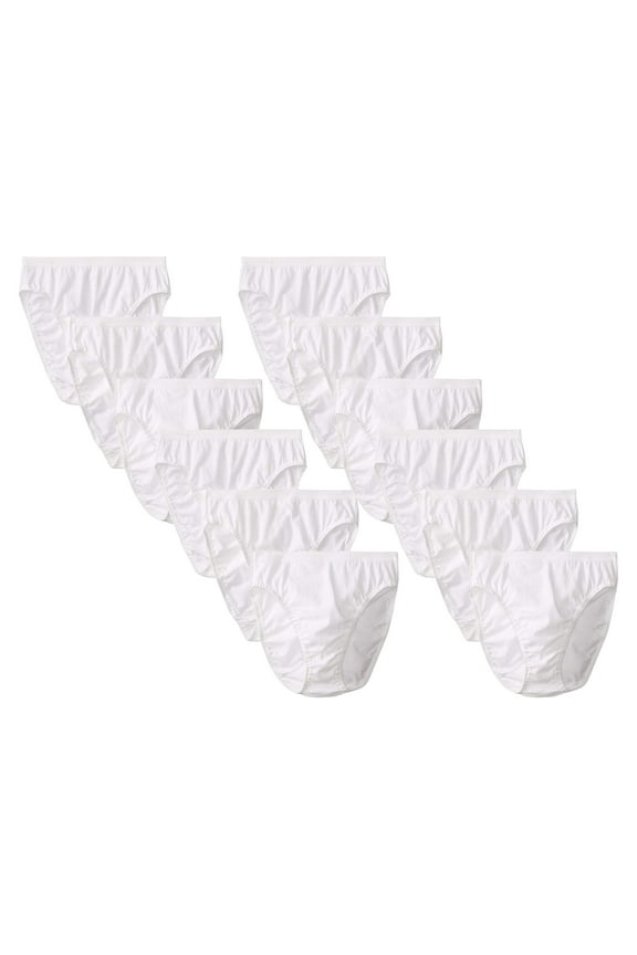 NY Lingerie Women's 12 Pack White Cotton Hi-Cut Brief Panty