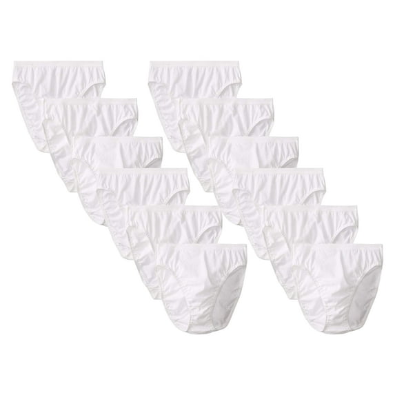 NY Lingerie Women's 12 Pack White Cotton Hi-Cut Brief Panty