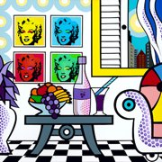 Nifao NY Livingroom, Wall Art by Jozza   Acrylic Painting, Wall Art Ready to Hang, 30"L x 30"W