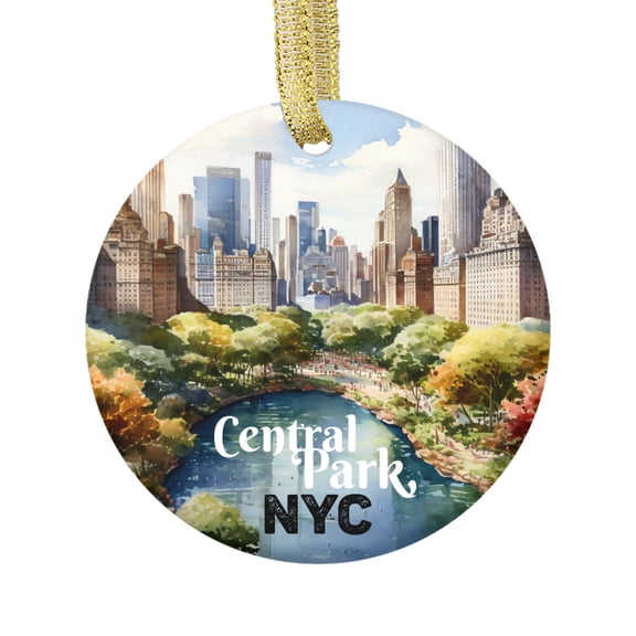 NY Manhattan Skyline Central Park NYC New York Travel Memory Souvenir Landmark Vacation Keepsake Ceramic Christmas Ornament Xmas Holiday Tree Gift