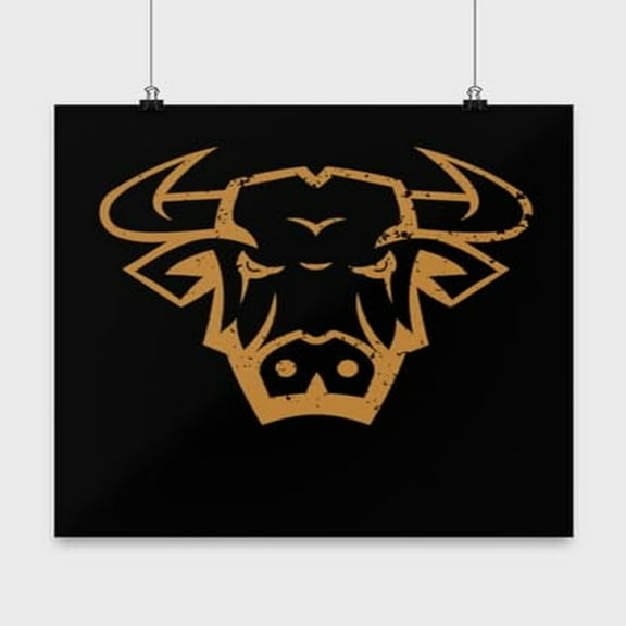 NY Poster, Buffalo Head, Animal Wall Art Gift, Black 13x13in Poster