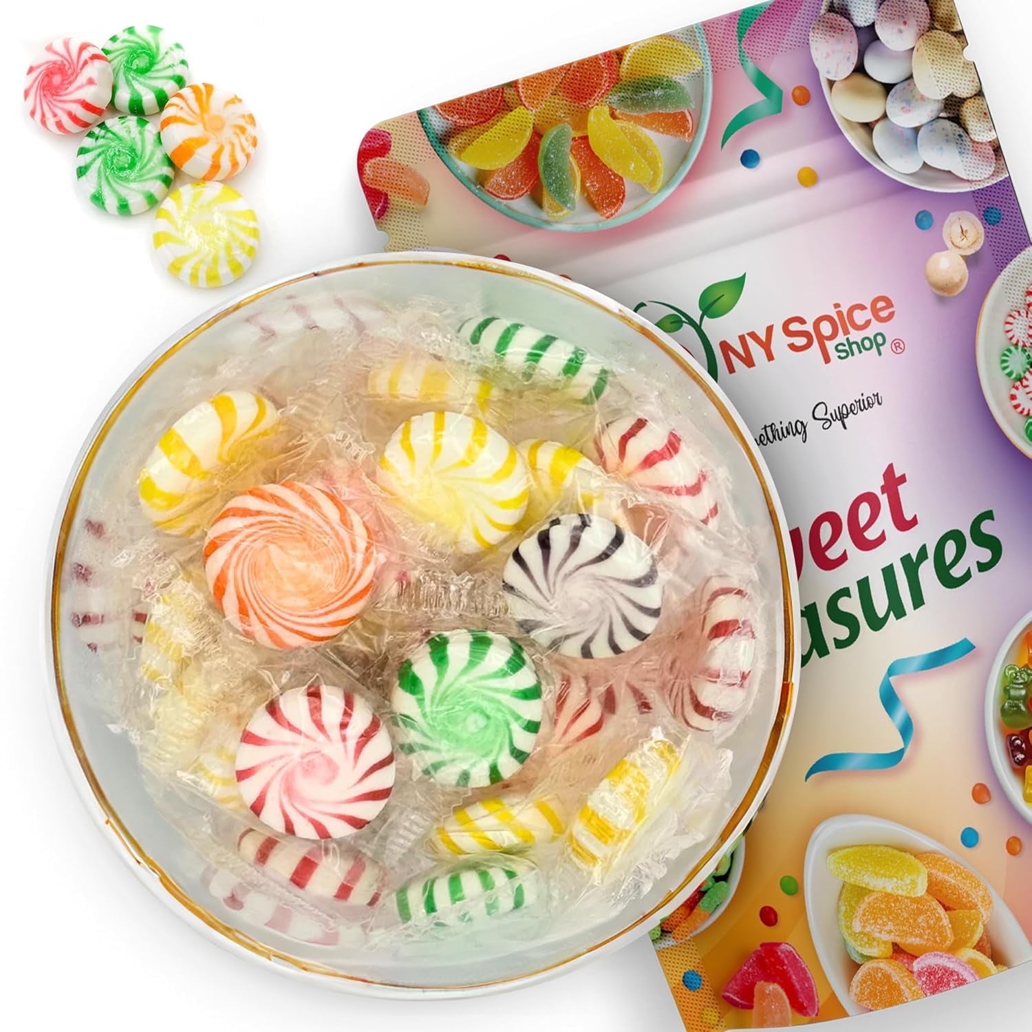 NY SPICE SHOP Assorted Fruit Starlights Candy - 3 Pound - Fruit Swirl Candy Discs - Individually Wrapped Classic Starlight Hard Candy - Traditional Starlight Candy - Fruit Swirl Hard Candy