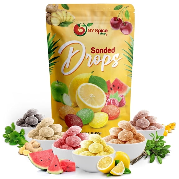 NY SPICE SHOP Assorted Sanded Mix Drops - 3 Pound - Hard Candy Drops - Old Fashioned Sanded Drops - Fresh Delicious Bulk Candy - Sanded Hard Candy - Tangy and Sweet Healthy Snacks