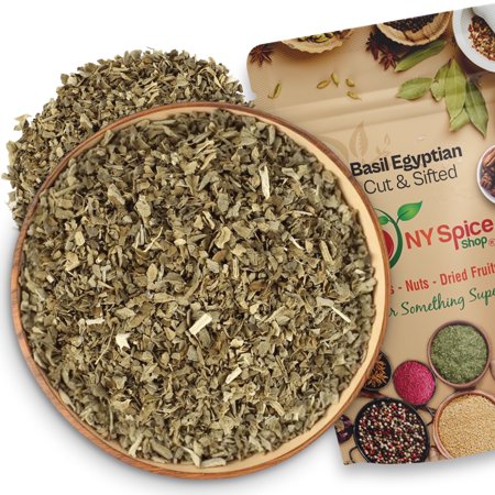 NY Spice Shop Basil Egyptian Cut & Sifted - 08 Ounce - Ocimum Basilicum - Dried Basil - Culinary Herb for Cooking, Sauces & Seasoning - Mediterranean Ingredient