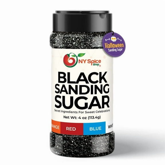 NY SPICE SHOP Halloween Black Sanding Sugar - 04 Ounce - Halloween Sanding Black Sugar - Colored Sugar Crystals - Colored Sugars for Cookie Decorating - Colored Sanding Sugar