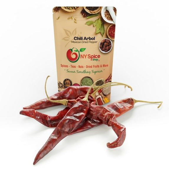 NY SPICE SHOP Chili De Arbol - Arbol Chiles Dried - Dried Habanero Peppers - Whole Red Arbol - 08 Oz.