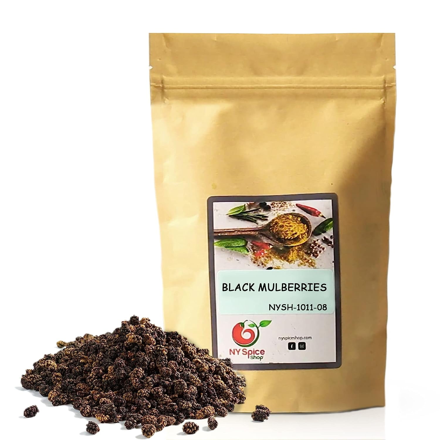 NY SPICE SHOP Dried Black Mulberry – 3 Pound Natural Dry Mulberry – Wild Black Mulberries  - Naturally Sweet