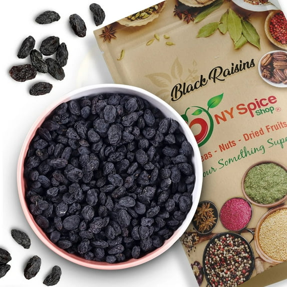 NY SPICE SHOP Dried Black Raisins - 08 Ounce - Afghan Raisins - Healthy Snacks Kids - Lunch Snacks Healthy